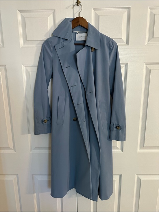 Harris Wharf London Jackets & Blazers - Harris Wharf Light Blue Women's Trench - Classic Tailored Fit